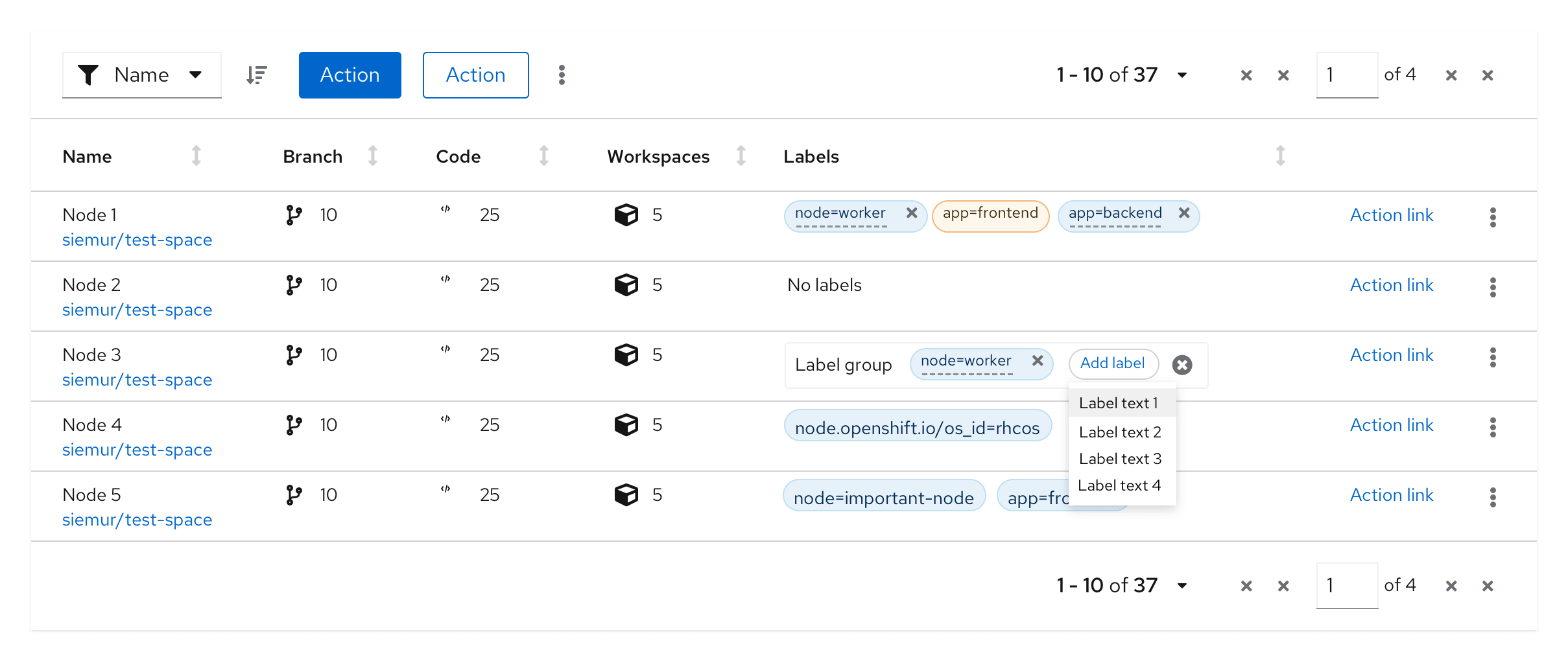 Add new label and select value from existing list