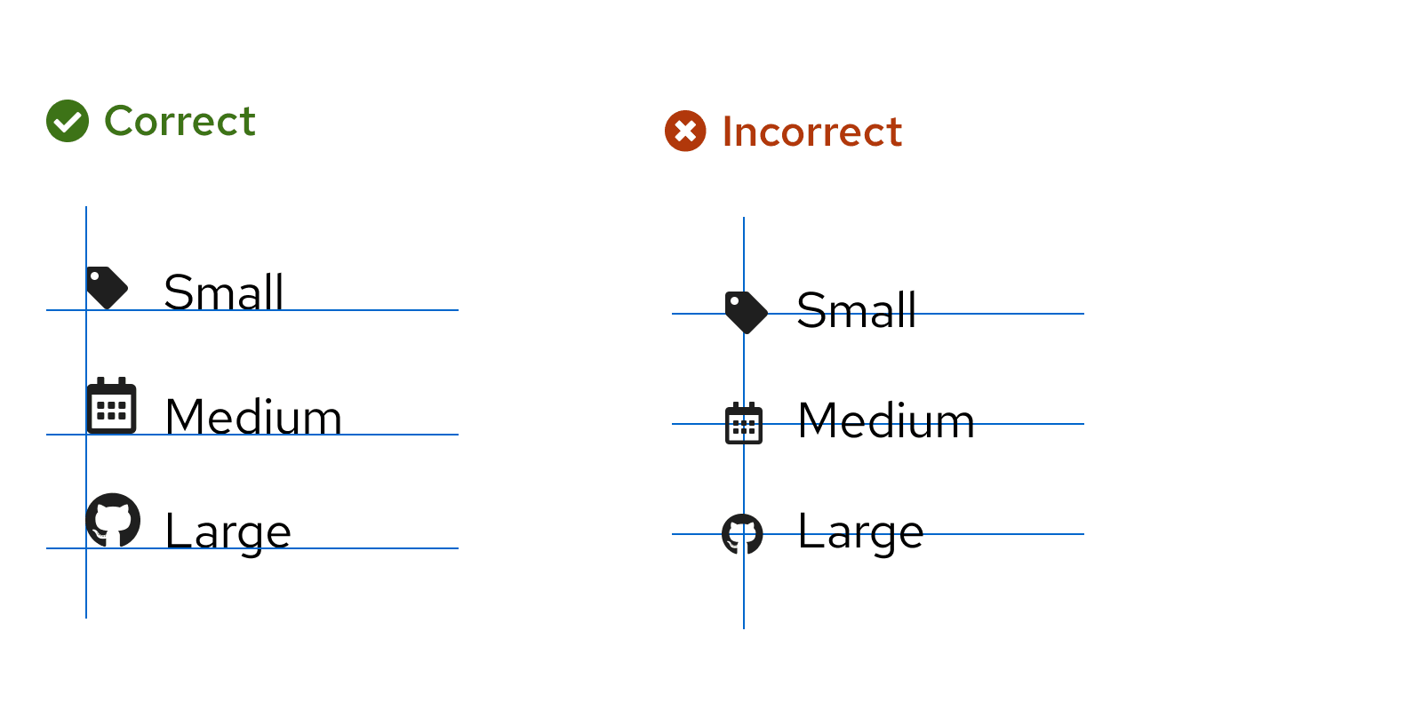 Icon alignment